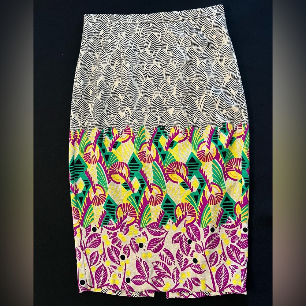 Tracy Reese Multicolor Floral & Geometric Pencil Skirt